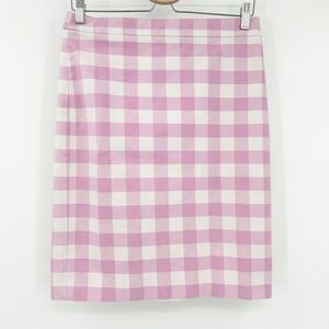 J.Crew NO. 2 Womens‎ Size 4 Pink White Gingham Checkered Pencil Skirt Career
